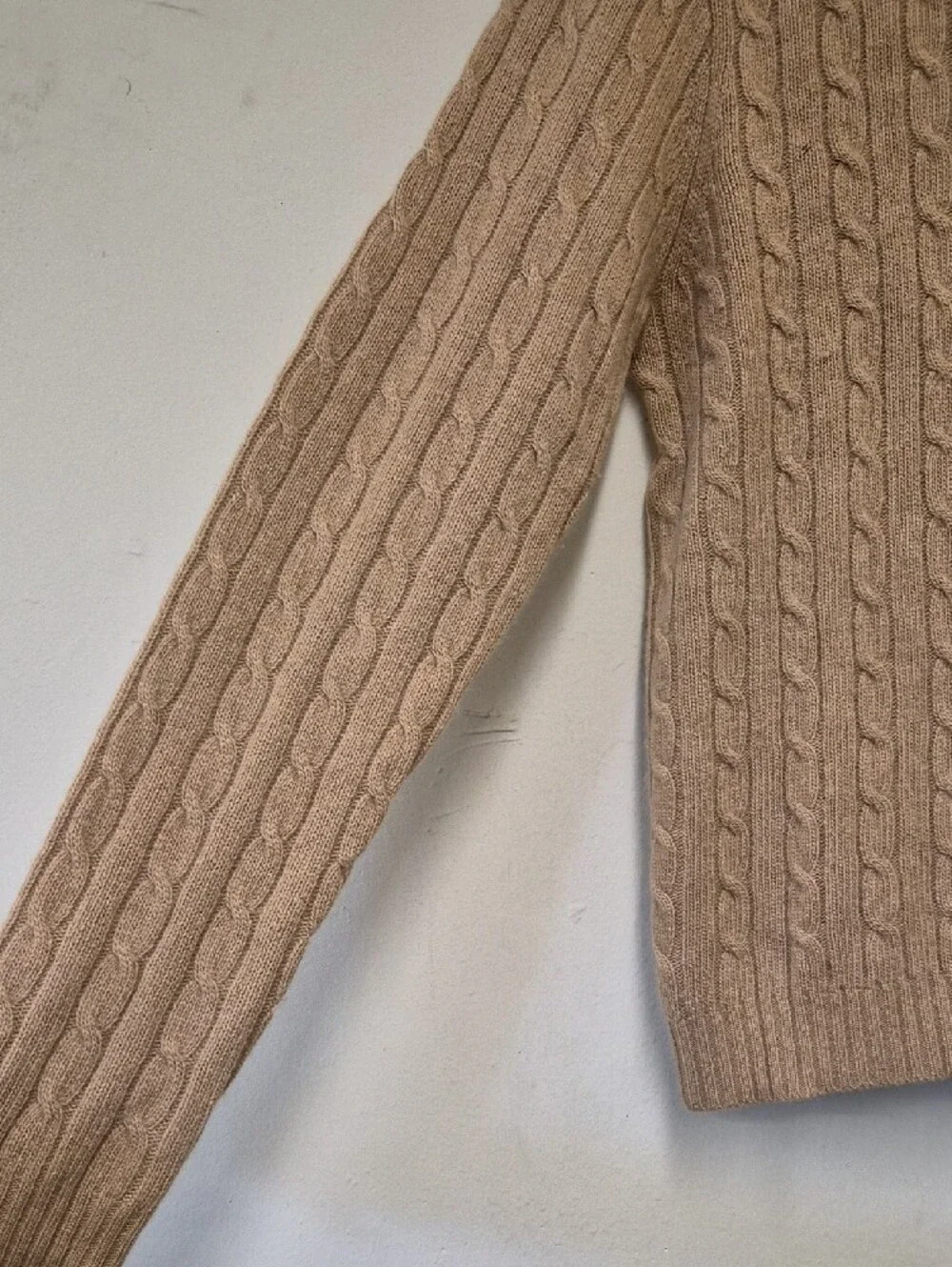 J. Crew Beige Cable-Knit Turtleneck Sweater Size L